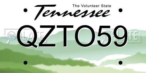 QZTO59 Tennessee License Plate