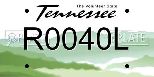 R0040L Tennessee License Plate
