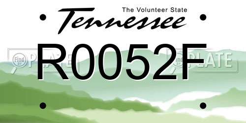 R0052F Tennessee License Plate