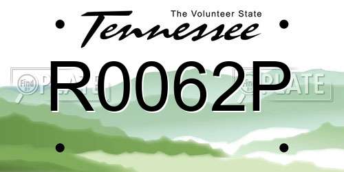R0062P Tennessee License Plate