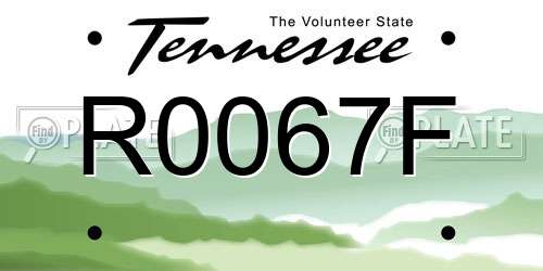 R0067F Tennessee License Plate