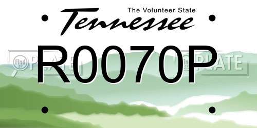 R0070P Tennessee License Plate