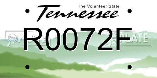 R0072F Tennessee License Plate