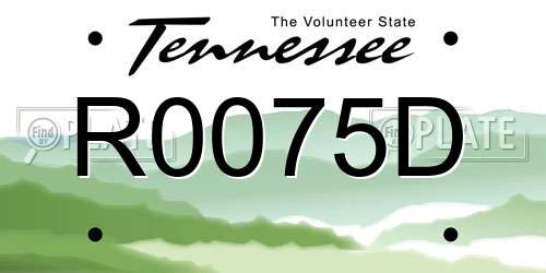 R0075D Tennessee License Plate
