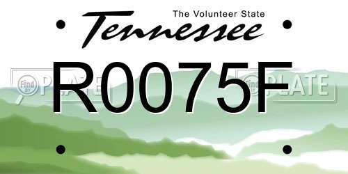 R0075F Tennessee License Plate