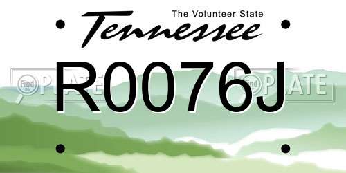 R0076J Tennessee License Plate