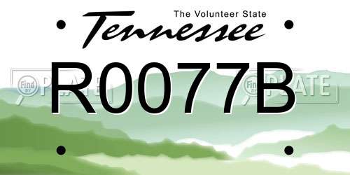 R0077B Tennessee License Plate