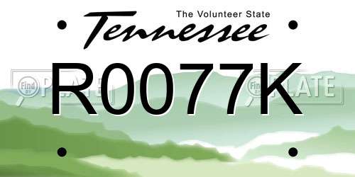 R0077K Tennessee License Plate