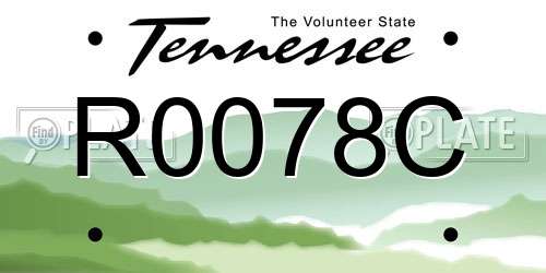 R0078C Tennessee License Plate