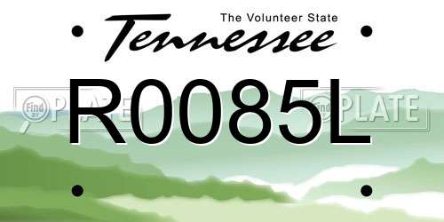 R0085L Tennessee License Plate