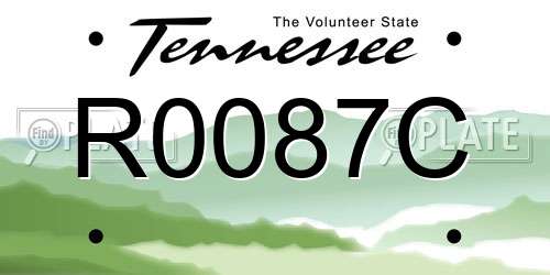 R0087C Tennessee License Plate