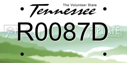 R0087D Tennessee License Plate