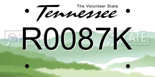 R0087K Tennessee License Plate