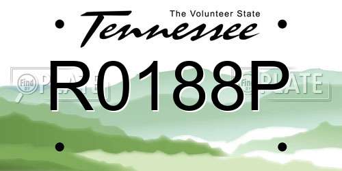 R0188P Tennessee License Plate