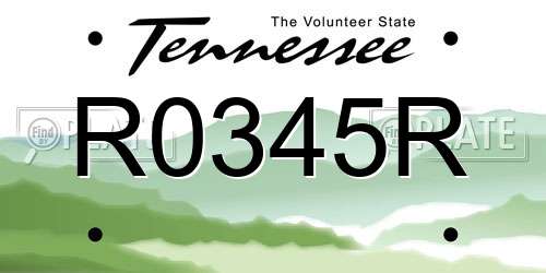 R0345R Tennessee License Plate