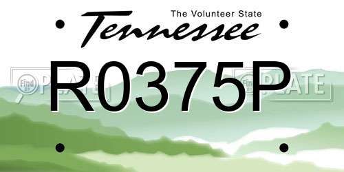 R0375P Tennessee License Plate