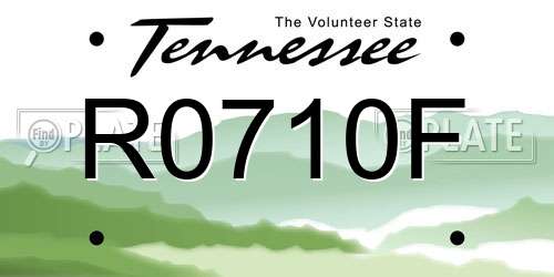 R0710F Tennessee License Plate