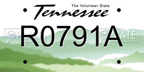 R0791A Tennessee License Plate