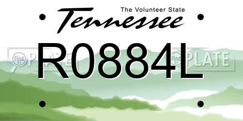 R0884L Tennessee License Plate
