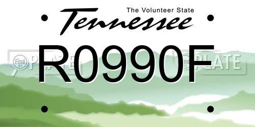 R0990F Tennessee License Plate