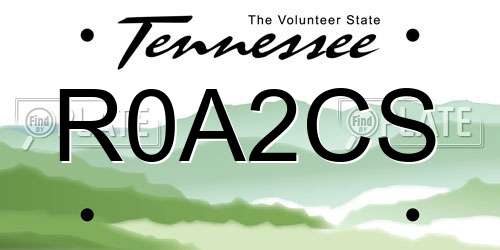 R0A2CS Tennessee License Plate