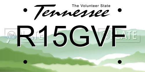 R15GVF Tennessee License Plate