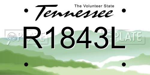 R1843L Tennessee License Plate