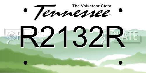 R2132R Tennessee License Plate