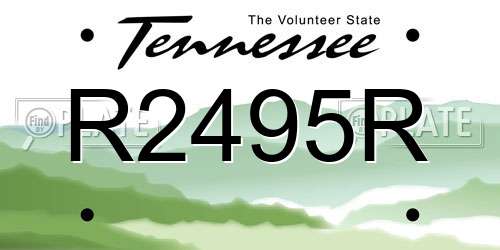 R2495R Tennessee License Plate