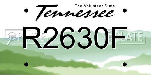 R2630F Tennessee License Plate