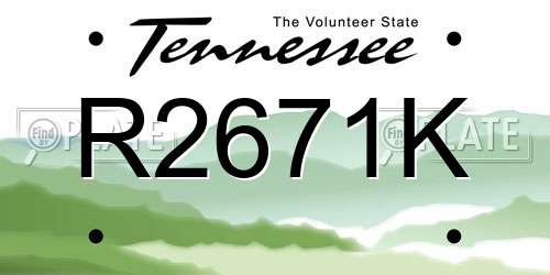 R2671K Tennessee License Plate