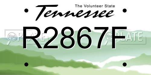 R2867F Tennessee License Plate