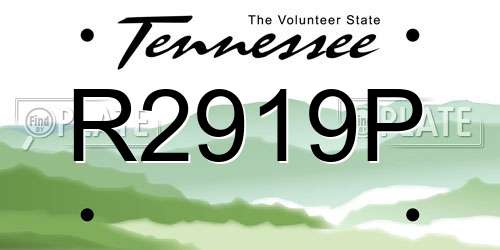 R2919P Tennessee License Plate
