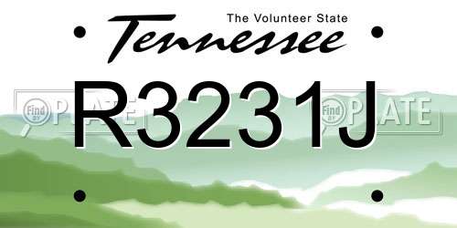 R3231J Tennessee License Plate