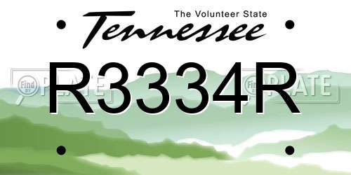 R3334R Tennessee License Plate