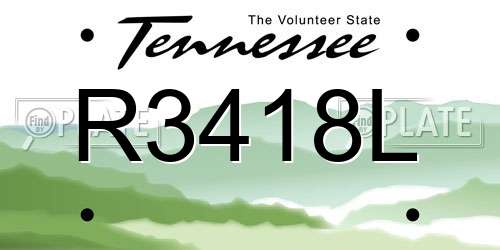 R3418L Tennessee License Plate