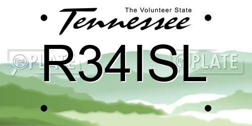 R34ISL Tennessee License Plate