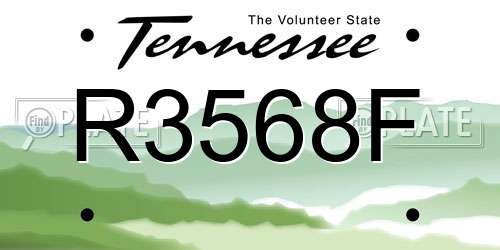 R3568F Tennessee License Plate