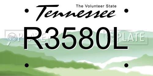 R3580L Tennessee License Plate