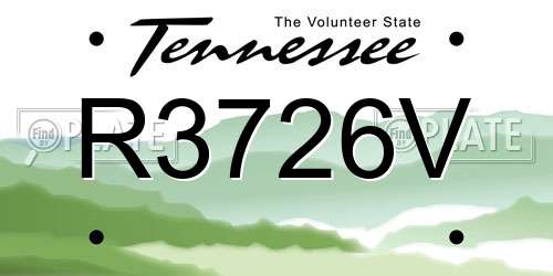 R3726V Tennessee License Plate