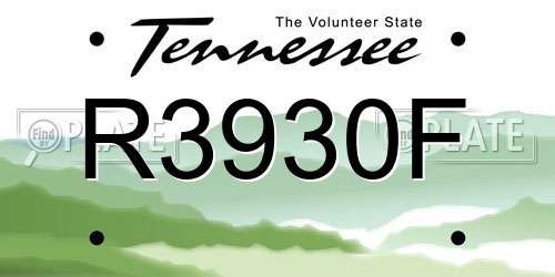 R3930F Tennessee License Plate