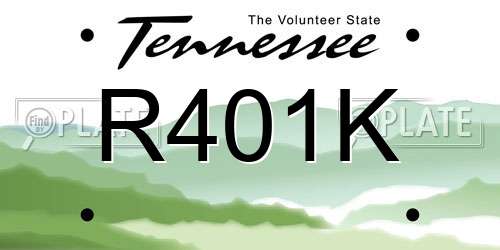 R401K Tennessee License Plate