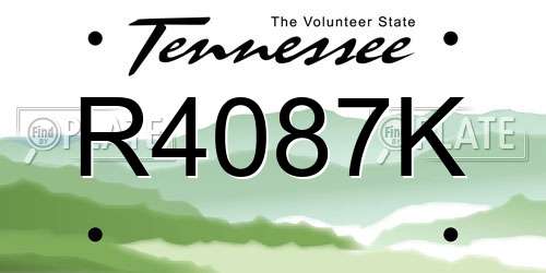 R4087K Tennessee License Plate