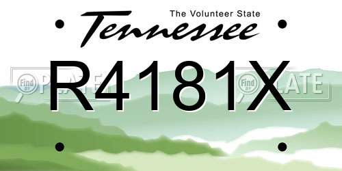 R4181X Tennessee License Plate