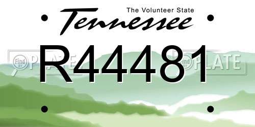 R44481 Tennessee License Plate