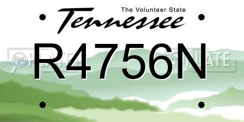 R4756N Tennessee License Plate