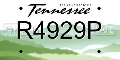 R4929P Tennessee License Plate