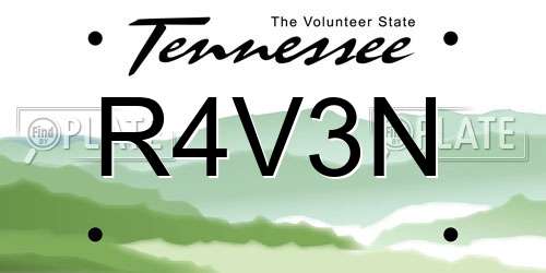 R4V3N Tennessee License Plate