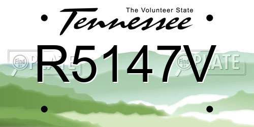 R5147V Tennessee License Plate