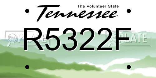 R5322F Tennessee License Plate